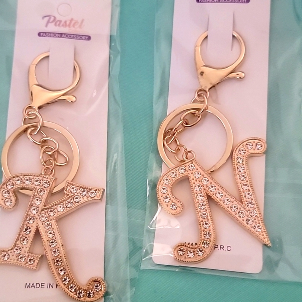 NWT Bling Rhinestone Alphabet Keychain You Choose Your Monogram Letter - Picture 4 of 7